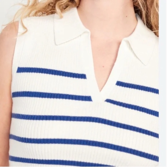 Rib-Knit Crop Polo Hipster Preppy Collared Sailor Ocean Vaca Classy Sweater Top - Picture 6 of 10